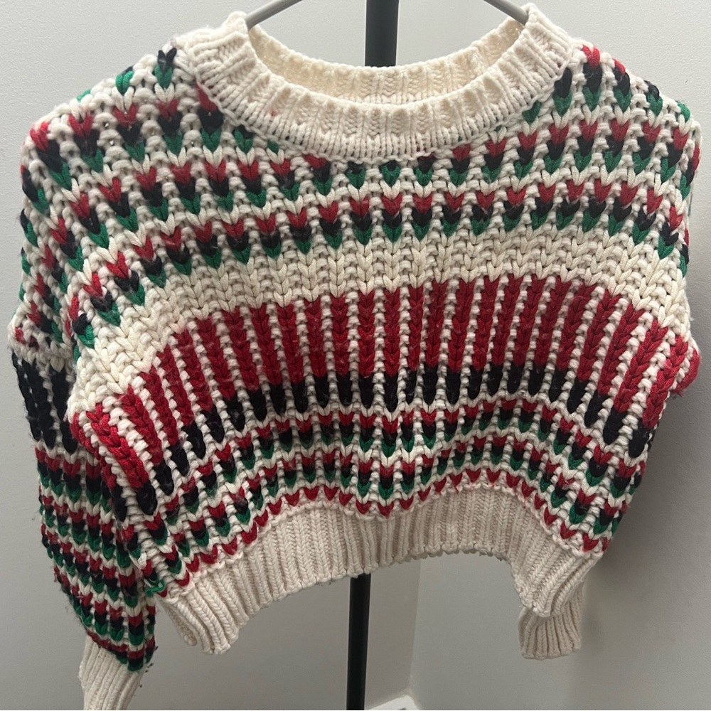 MAJE Women Massimo Jacquard-knit Sweater Multicolor Christmas style size 1